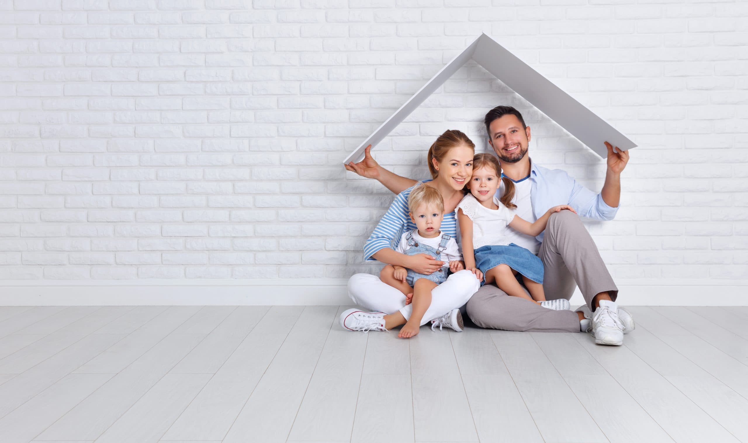 Happy Australian family in their new home